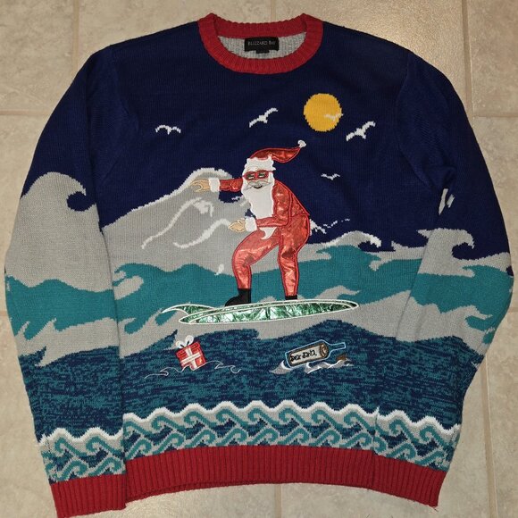 Ugly Christmas Sweater Santa Surfing - Picture 1 of 4